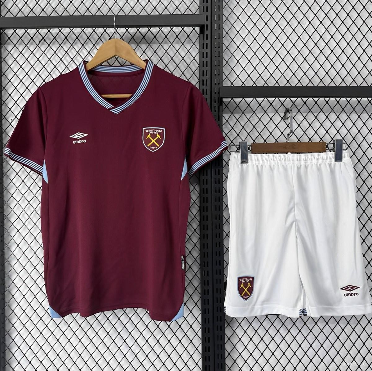 West Ham Home Kit 25/26 Fan Version - Kids - Free Personalisation + Patches!