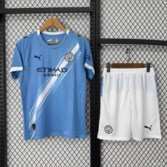 Manchester City Home Kit 25/26 Fan Edition - Kids - Free Personalisation + Patches!